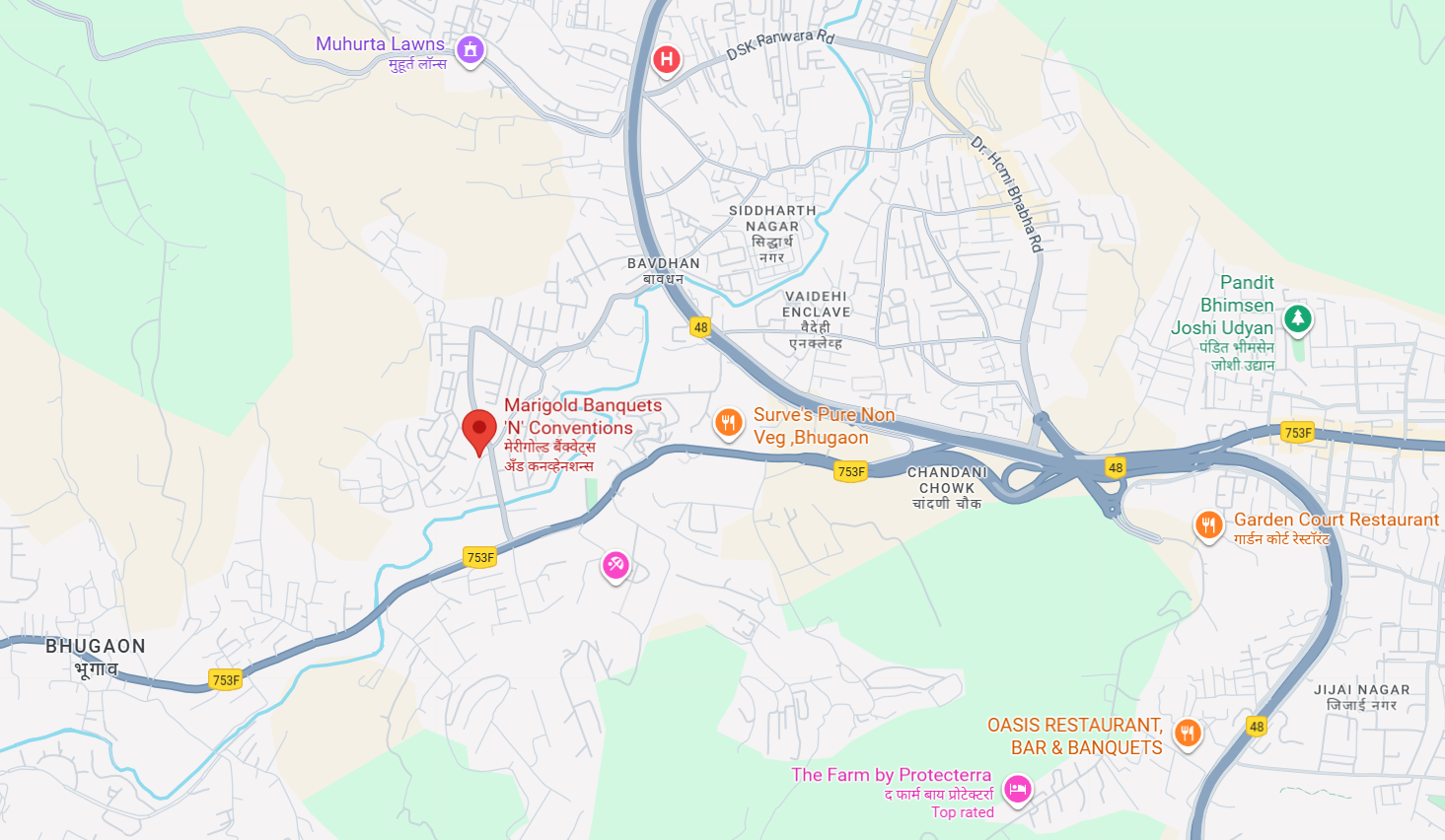 Map showing Marigold location